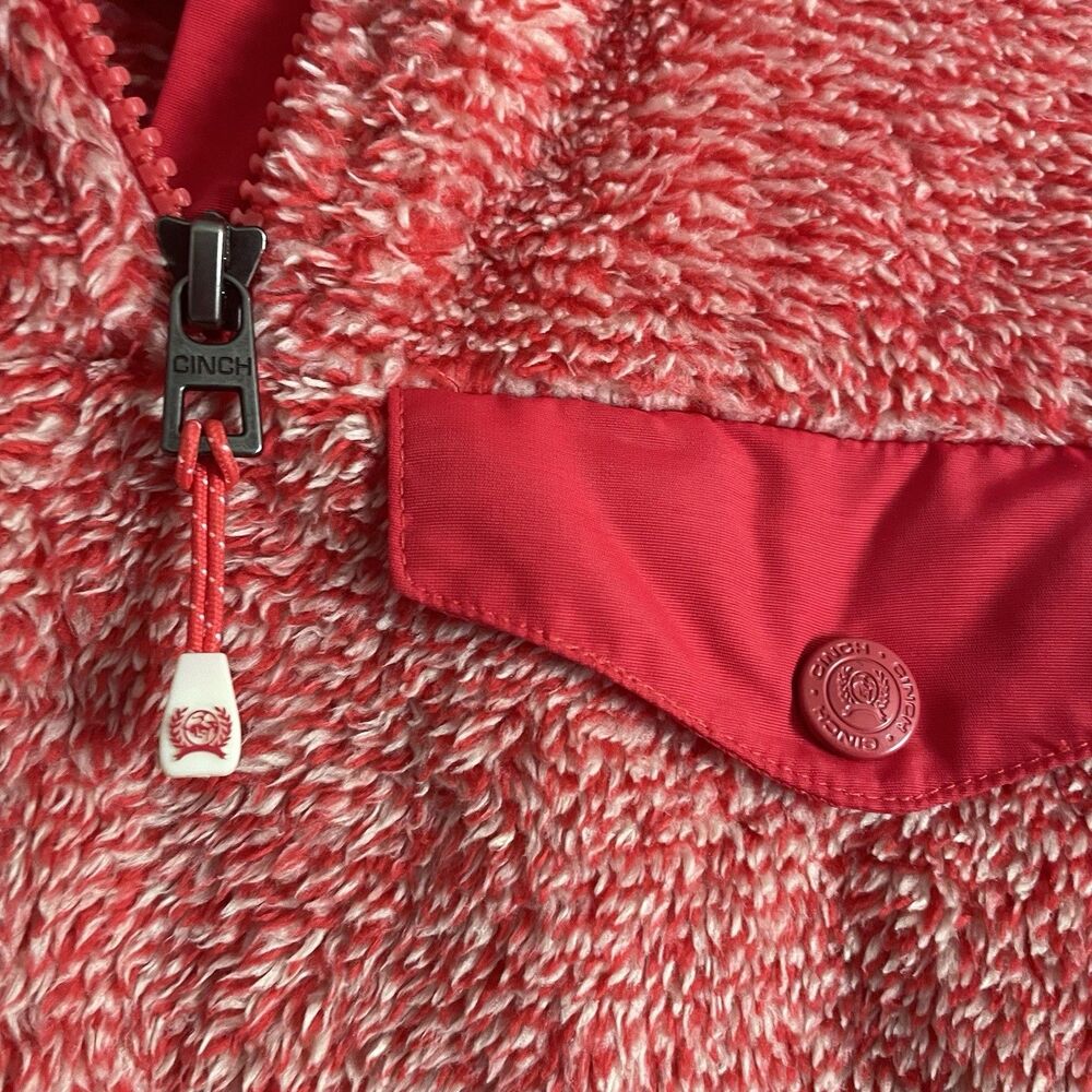 Cinch Pullover Sweater Small Women’s Red White Fuzzy Comfortable - Picture 3 of 9